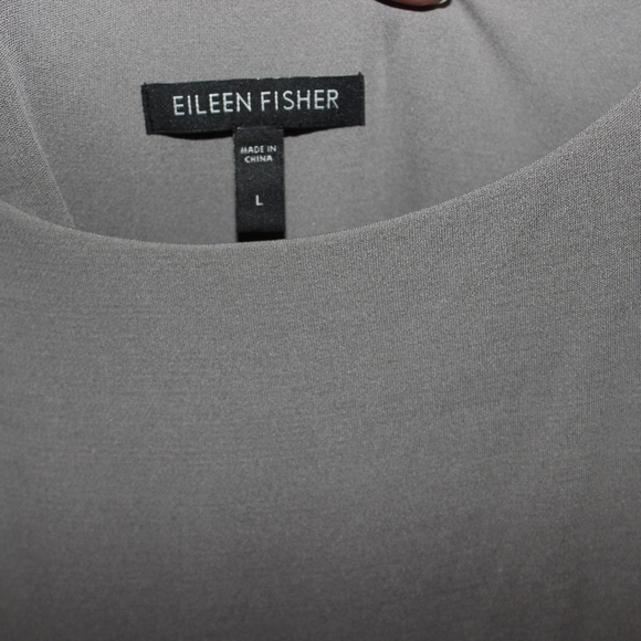 EILEEN Fisher Gray Knee Length Silk Dress - Picture 3 of 5